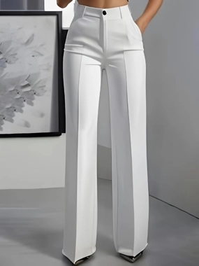 Take Two Solid Pocket Detail Straight Leg Pants