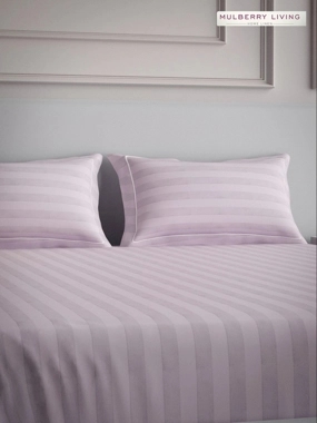 Mulberry Living 100% Cotton Pillow Covers - 300Tc Elysian Stripes - Cameo Rose