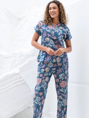 Sanskrutihomes Printed Pure Cotton Top with Trousers Co-Ords