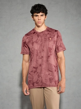 Technosport Men Jacquard Slim Fit Crew Neck T-Shirt