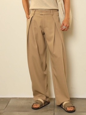 Mascln Sassafras Men Overlapping Pleated Korean Pants