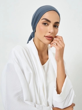 Take Two Grey Crystal Linen Pleated Tie Solid Hijab