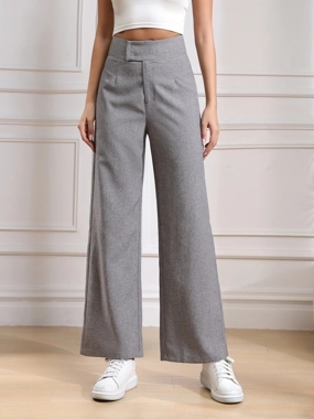 Take Two Grey High Rise Flared Trousers