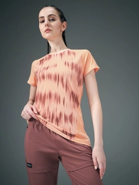 Technosport Women Orange Raglan Sleeve Slim Fit Top