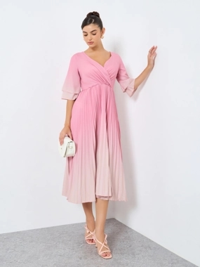 Styli Amber Print Pleated A-Line Midi Dress