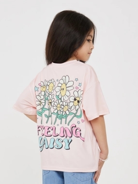 Styli Oversized Printed Back Round Neck T-Shirt