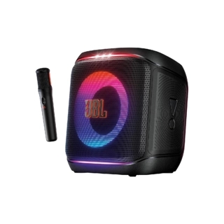 JBL PartyBox Encore 2 Portable Bluetooth Speaker with Built-in Projector, Splash-Resistant Design, and Wireless Microphone - Black