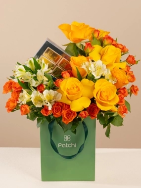 Radiant Bloom Bouquet with Patchi Chocolate