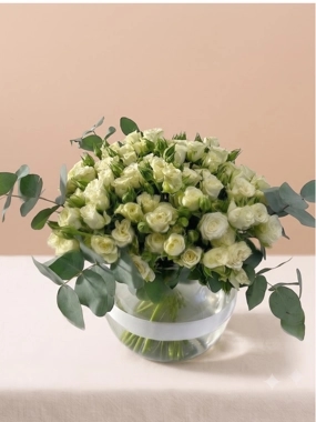 White Baby Roses Vase