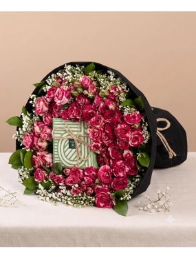 Mix Baby Roses Bouquet with Patchi Chocolate