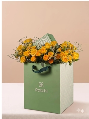 Yellow Baby Roses with Patchi Chocolate