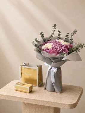 A delightful bouquet with Bostani chocolates.
