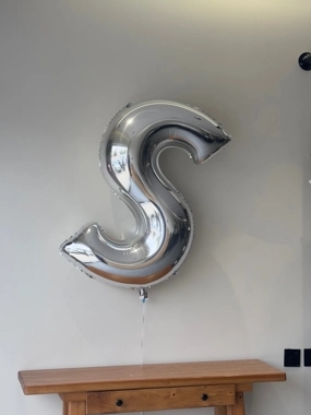 Large silver helium letter balloon