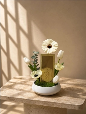 Artificial rose vase, mixed gerbera and tulip 002