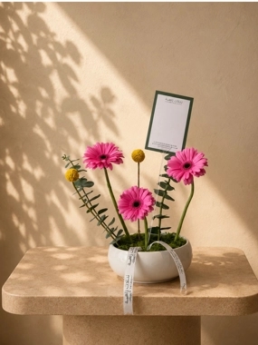 Gerbera Natural Rose Vase 001