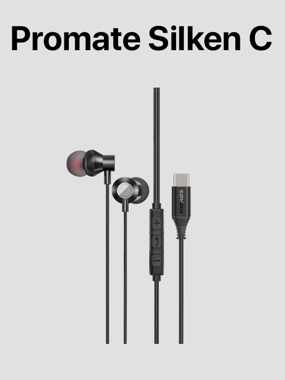 Promate Ergonomic In-Ear USB-C Wired Stereo Earphones