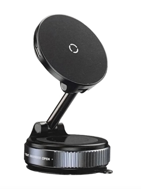 360 Magnetic Car Phone Holder and Wireless Charger - Vacuum Suction