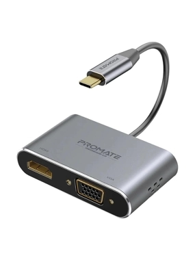 Promate High Definition USB-C Display Adapter (HD & VGA) 4K 1080
