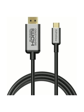 Promate HDLINK-60H USB-C to HDMI Audio Video Cable with Ultra HD Support, Supports 4K x 2K Resolution at 60Hz, 1.8m Length with Anti-Corrosion Connectors