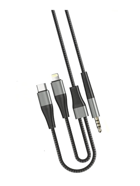 DIGITPLUS Audio Line 2in1 Aux 3.5 To Lightning and Type-C Audio Cable 1.2M