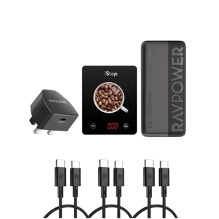 RAVPower Bundle - 10000mAh Power Bank, 20W Charger, 3 Type-C Cables & Food Scale