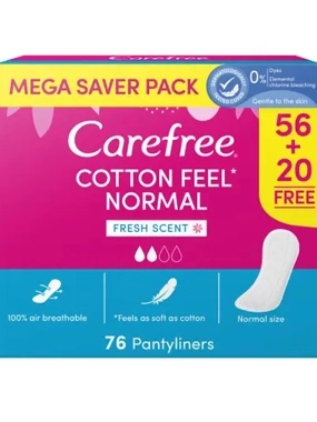 Carefree Pantyliners Cotton Feel Fresh Scented 76pieces
