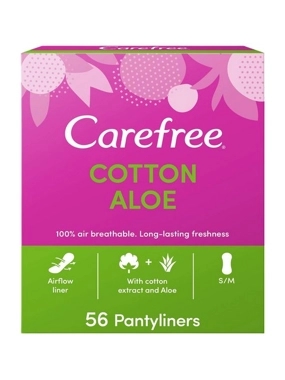Carefree Cotton Sanitary Pads Aloe 56 Pcs