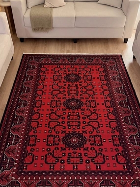 Carpet from segadty, Printed Pattern, Soft, Heritage Rug for All Spaces, Home, Majlis, Red