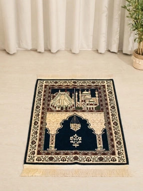Padded Prayer rug, Vintage design soft, extra comfort, blue, 8mm