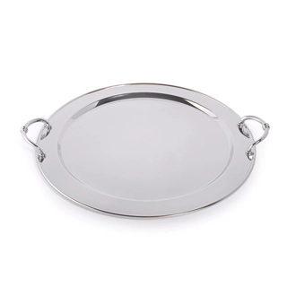 Alsaif Mira Stainless Steel Tray - Round - Silver - Large