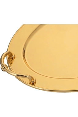 Alsaif Mira Stainless Steel Tray - Gold - Oval - Large