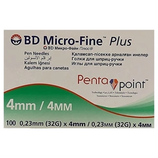 BD MICRO FINE PEN NEEDLE 0.23MM(32G)X 4MM,100'S