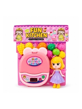 Kids Kitchen Play Set with Cooker, Doll & Accessories
