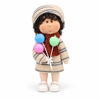 Soft Rag Doll in Winter Outfit with Balloons