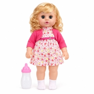 Baby Doll in Floral Dress with Bottle