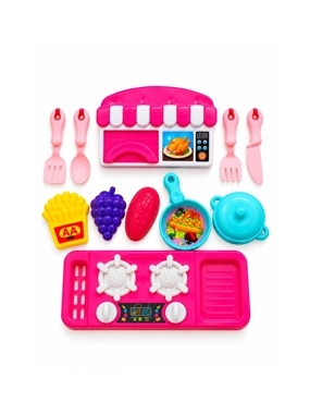 Kids Kitchen Play Set with Cooking Accessories Pink
