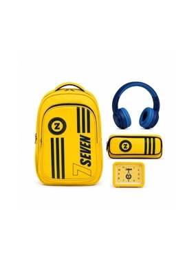 4-in-1 Kids School Backpack Set – Green with Pencil Case, Headphones & Desk Clock