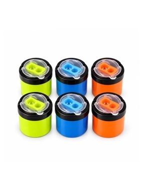 Dual-Hole Manual Pencil Sharpener with Container – Assorted Colors