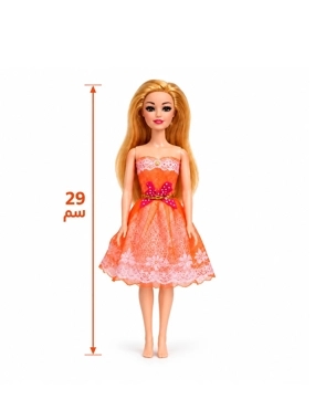 Doll with Orange Lace Dress 29 cm