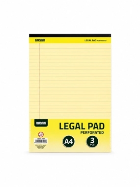 Kanari A4 Yellow Ruled Notepad – 3 Pieces