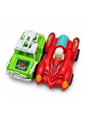 2 kids Toy Vehicle Set - green & red