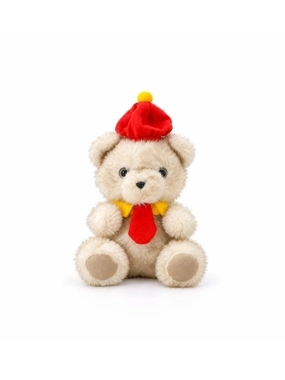 White Teddy Bear Plush Toy with Red Hat