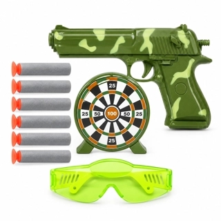Camouflage Foam Dart Blaster with Target and Glasses
