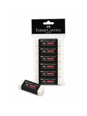Faber-Castell PVC-Free Eraser 6PCS – Premium White Pencil Erasers for School, Office & Drawing