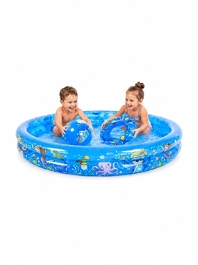 Round Kids Inflatable Pool Set with Swim Ring & Ball – 120 × 20 cm