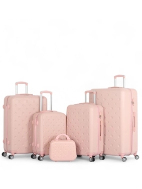 A 5-piece luggage set in various sizes to meet all your travel needs, made from durable ABS hard shell material. Features dual spinner wheels and a fixed digital lock for added security.