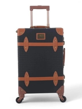 Luxury travel suitcase with a classic design (20 inches) - made of wood covered in leather for maximum security and style!
