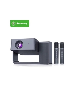 Smartbarry HT30 Smart Projector and Speaker with 2 Microphones, 4K Resolution - Black