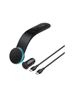 Baseus 3.1 Complete Car Kit with Dual Type-C Cable and MagSafe Phone Holder - Black