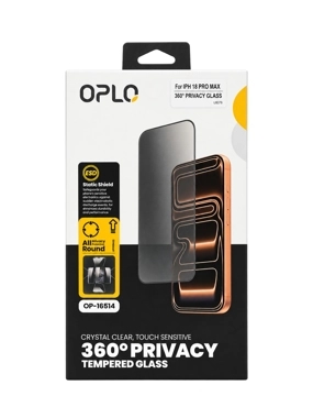 OPLO OP-16514 360-Degree Shatter-Resistant Privacy Full-Screen Glass Protector – iPhone 18 Pro Max